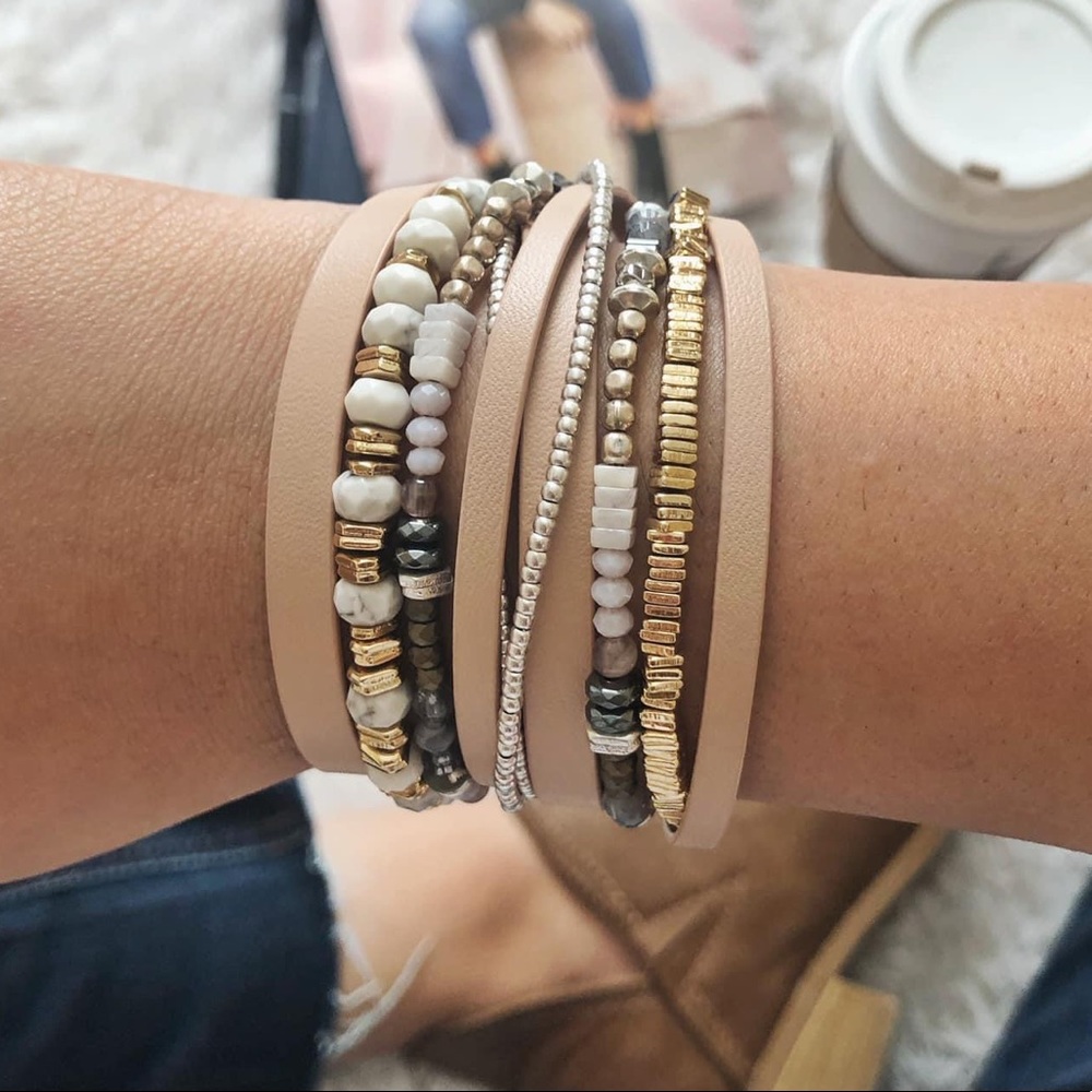 Blush leather wrap bracelet